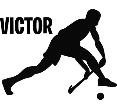 Field hockey player named wall decal - TenStickers