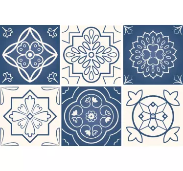 Ornamental floral bathroom tile sticker - TenStickers