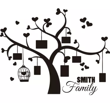 Heart family tree living room wall sticker - TenStickers