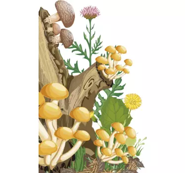 Tree and mushrooms furniture decal - TenStickers