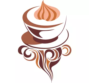 Cappuccino Coffee Illustration Wall Sticker - TenStickers