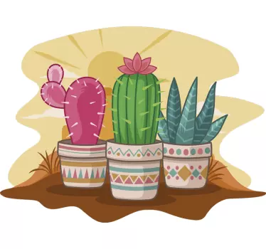 Colorful Potted Cacti plant sticker - TenStickers