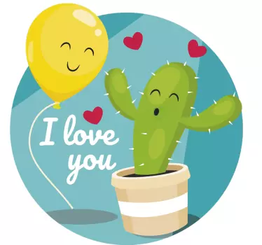 Happy Cactus Balloon nature wall sticker - TenStickers