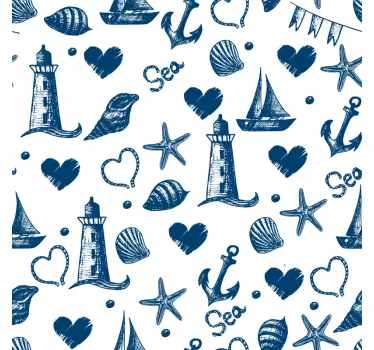 Nautical Theme Pattern nature wall sticker - TenStickers