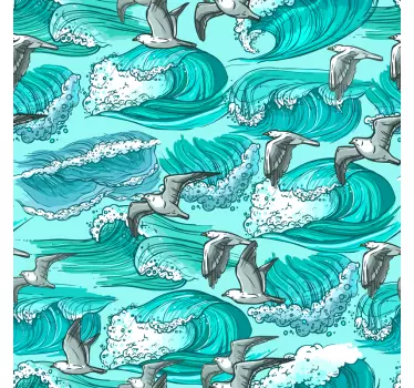 Nature wall sticker seagulls over waves - TenStickers