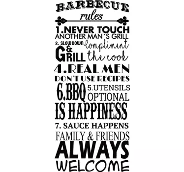 BBQ rules kitchen wall decal - TenStickers