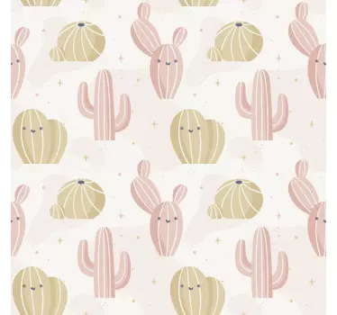 Cute Cactus Pattern wall sticker - TenStickers