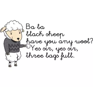 Ba ba black sheep nursery rhyme animal wall sticker - TenStickers