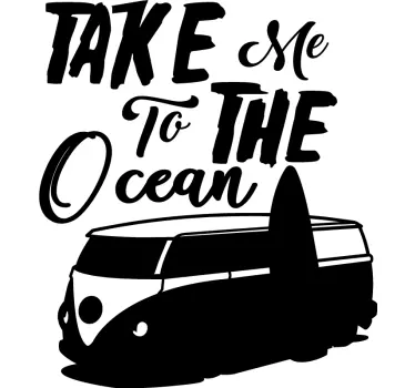 Surfer Camper text wall sticker - TenStickers