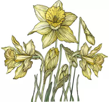 Daffodils flower wall sticker for bedroom - TenStickers
