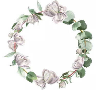 White flowers mirror  sticker - TenStickers