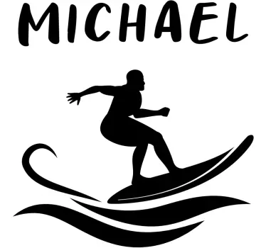 Surfer with name  decal - TenStickers