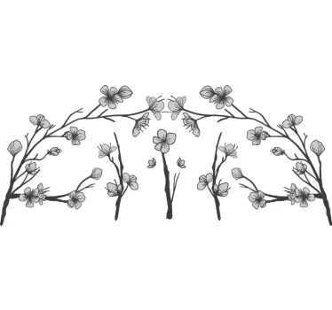 Headboard with flowers headboard wall sticker - TenStickers