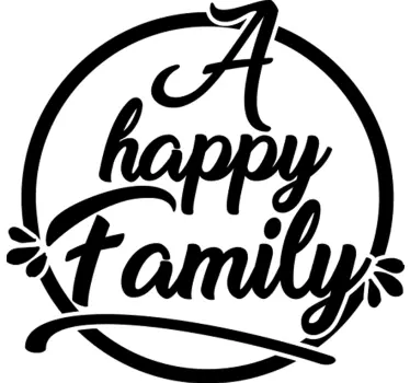 Happy family text living room wall sticker - TenStickers