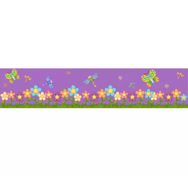 Spring flowers skirting border butterfly wall sticker - TenStickers