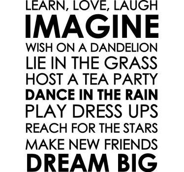 Imagine dream big dance rain quote wall sticker - TenStickers