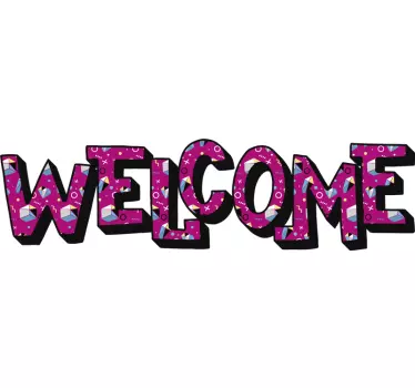 Memphis style  sentence Welcome home text wall sticker - TenStickers