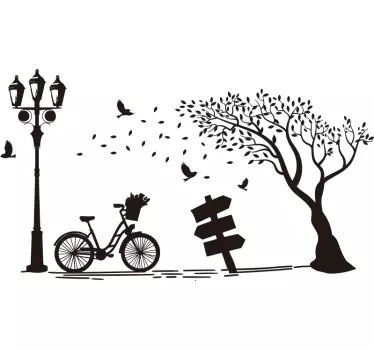 Bicycle With Lamp nature wall sticker - TenStickers