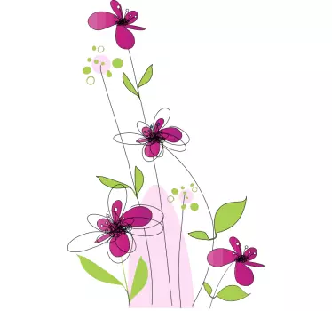 Fine  Illustration flowers wall sticker - TenStickers