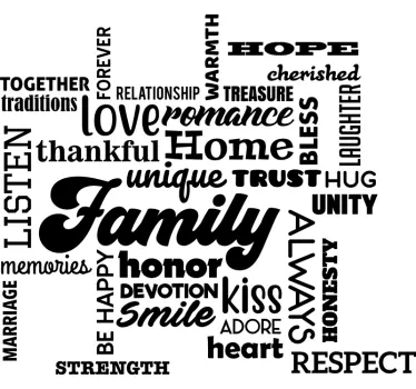 Family words home living room wall sticker - TenStickers