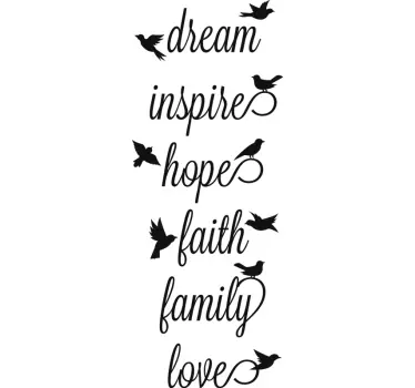 Inspirational Words with Birds bird wall decal - TenStickers