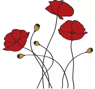 Poppy spring living room flower wall sticker - TenStickers