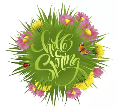 HELLO SPRING GREETING MESSAGE nature wall sticker - TenStickers