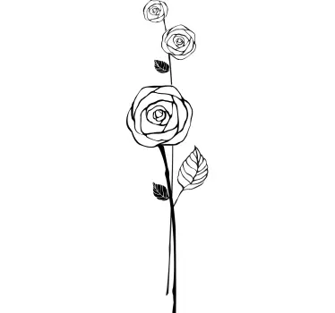 Roses Outline Flower Decal - TenStickers