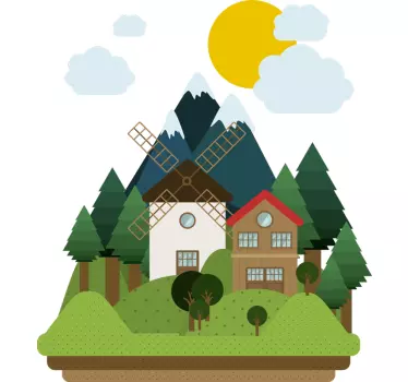 Charming Rustic Scene nature wall sticker - TenStickers