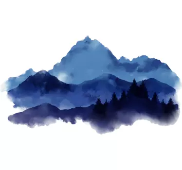 Paper cut mountains nature wall decal - TenStickers