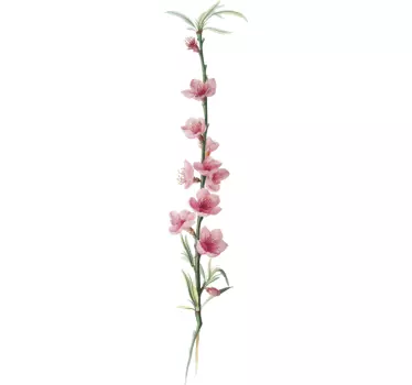 Peach flower branch flower wall sticker - TenStickers