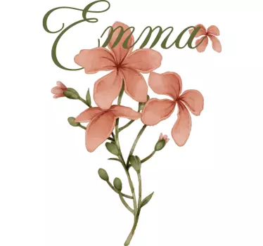 Personalised floral name wall sticker - TenStickers