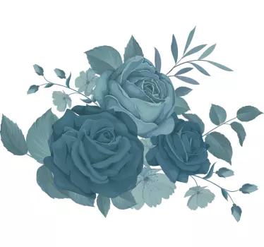 Flower wall sticker elegant blue roses - TenStickers