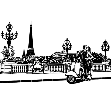 Location sticker parisian romance scene - TenStickers