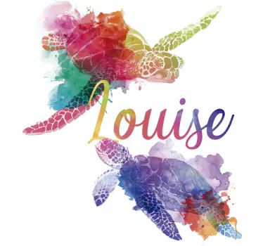 Colorful turtles with name animal wall sticker - TenStickers