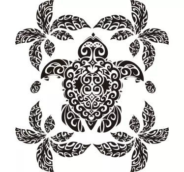 Tropical Turtle Motif wall sticker - TenStickers