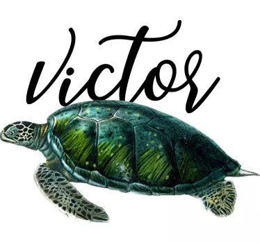 Sea turtle with name animal sticker - TenStickers