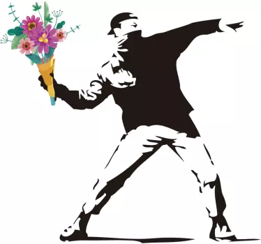 Banksy revolution flower wall art sticker - TenStickers