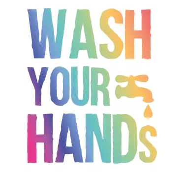 Quote wall sticker clean your hands - TenStickers