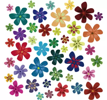 Color flowers art print flower wall sticker - TenStickers