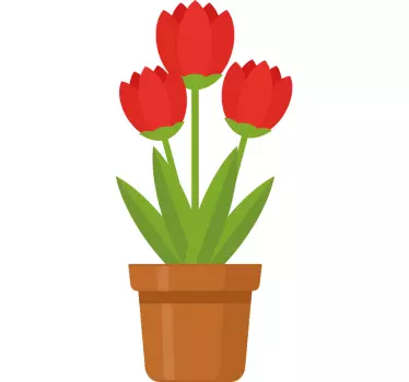 Wall sticker potted red blooms - TenStickers