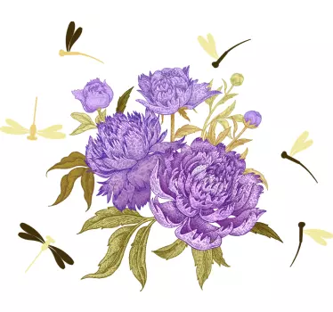 Wall sticker lavender peony arrangement - TenStickers