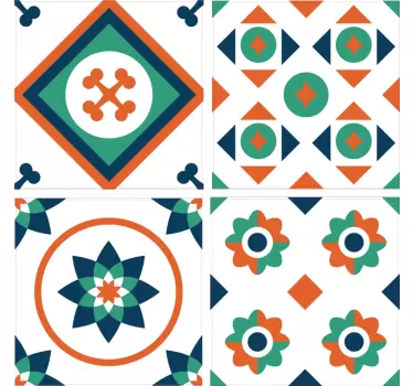 Geometric vibes bathroom tile sticker - TenStickers