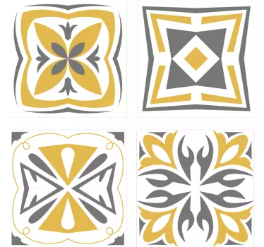 Yellow and grey bathroom tile transfer - TenStickers