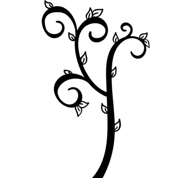 Wall sticker curved leaf branch design - TenStickers