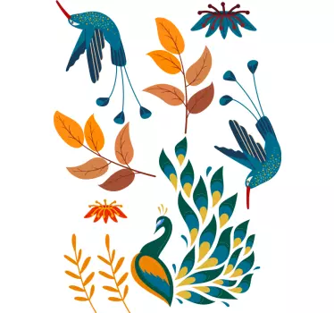Colorful bird designs wall sticker - TenStickers