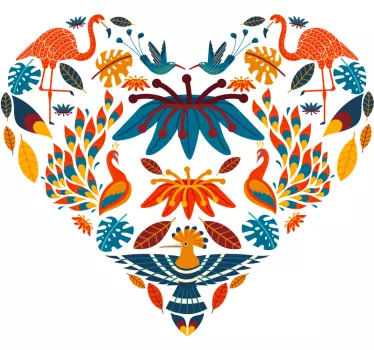 Wall sticker heart floral emblem - TenStickers