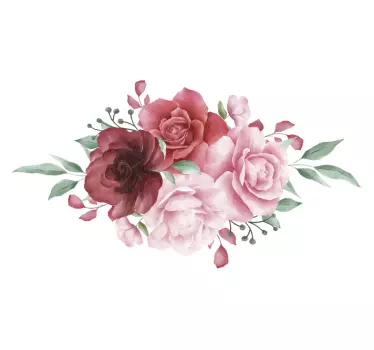 Red and pink roses watercolor flower wall sticker - TenStickers