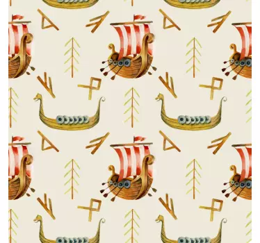 Nature wall sticker viking ship design - TenStickers