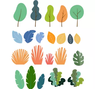 Plant sticker colorful leaf collection - TenStickers